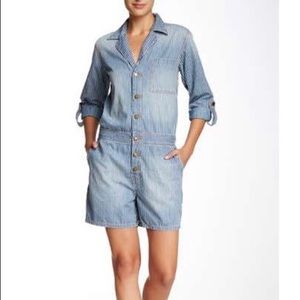 Current Elliot Pinstripe Denim Romper